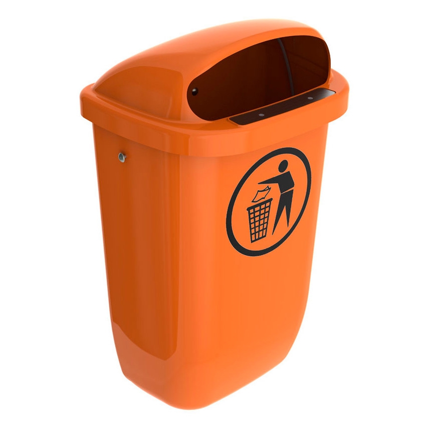 BinPro skraldespand til væg / stolpe - 50L - Orange