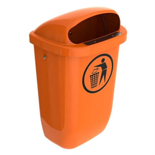 BinPro skraldespand til væg / stolpe - 50L - Orange