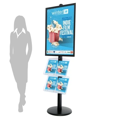 Sort ProStand 110 - Plakat display med brochureholder - A1