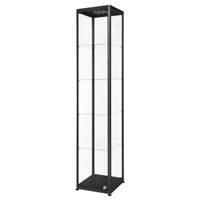 Premium Sort LED glasmontre med lås - 40x40x200 cm