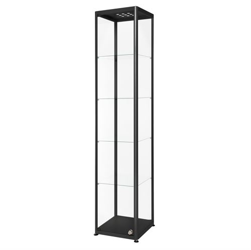 Premium Sort LED glasmontre med lås - 40x40x200 cm