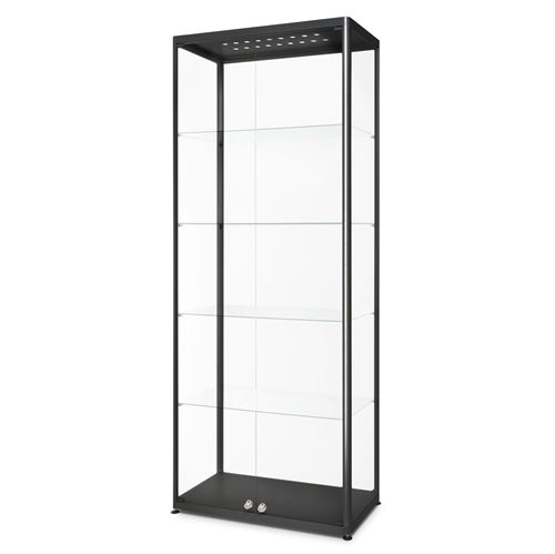 Premium Sort LED glasmontre med lås - 80x40x200 cm