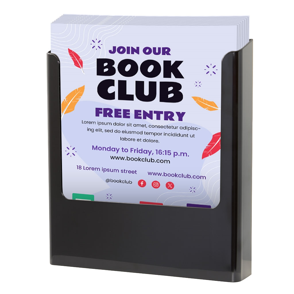 Sort Brochureholder til Væg - A5