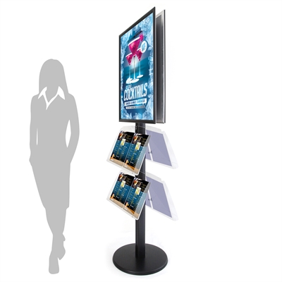 Sort ProStand 112 - Dobbeltsidet Infostand med brochureholder - B2 - 50x70cm