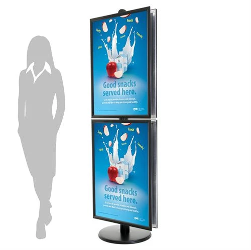 Sort dobbeltsidet infostander med 4 stk. klikrammer i A1 plakatformat