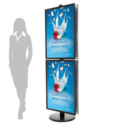 Sort dobbeltsidet infostander med 4 stk. klikrammer i A1 plakatformat