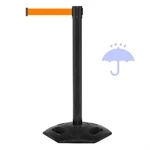 Sort afspærringsstolpe med orange 3,4 meter bånd 