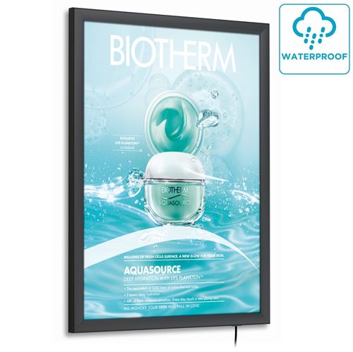 Sort udendørs LED ramme med lys - 70x100 cm