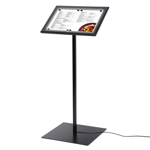 Udendørs sort magnetisk menu board med LED lys - 2xA4