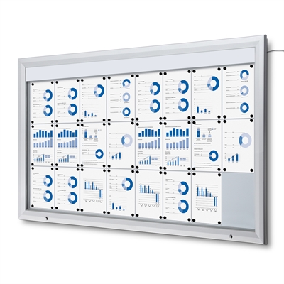 Premium LED Outdoor whiteboard skab med lys - 24xA4