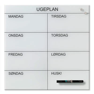 Magnetisk ugeplan glastavle - 45x45 cm