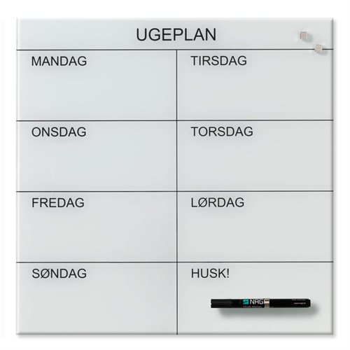 Magnetisk ugeplan glastavle - 45x45 cm