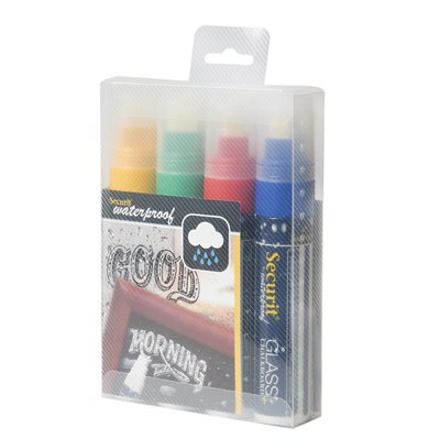 Waterproof kridtmarker penne 7-15mm - 4x Farve