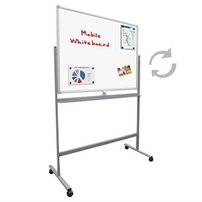 Mobil vendbar whiteboard på hjul - 120x90 cm