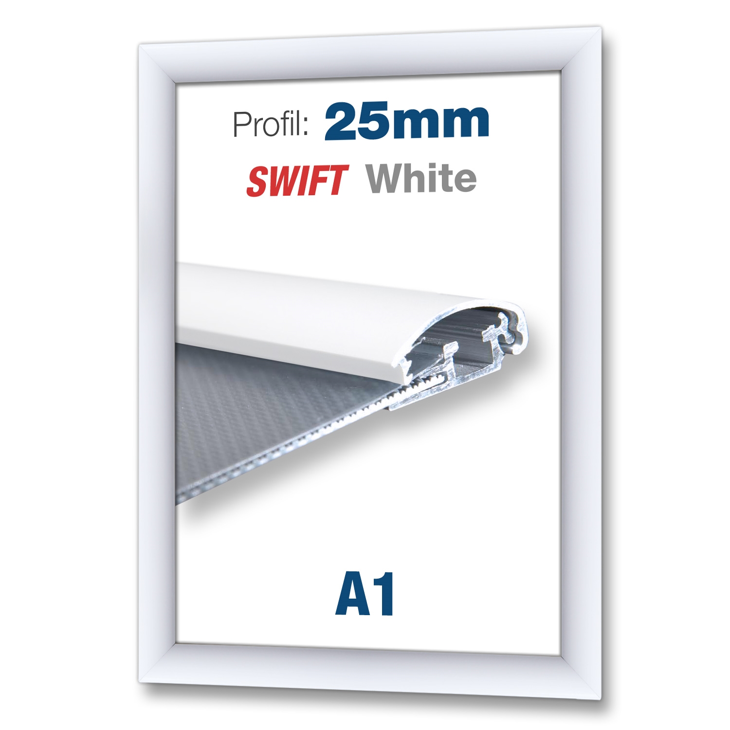 Hvid Swift klikramme med 25mm profil - A1