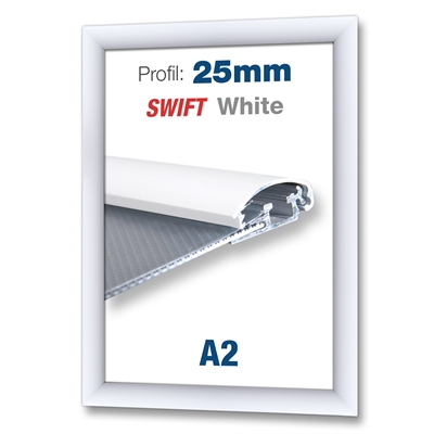 Hvid Swift klikramme med 25mm profil - A2