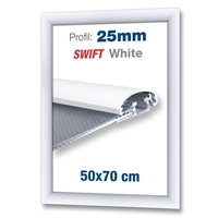Hvid Swift klikramme med 25mm profil - 50x70 cm