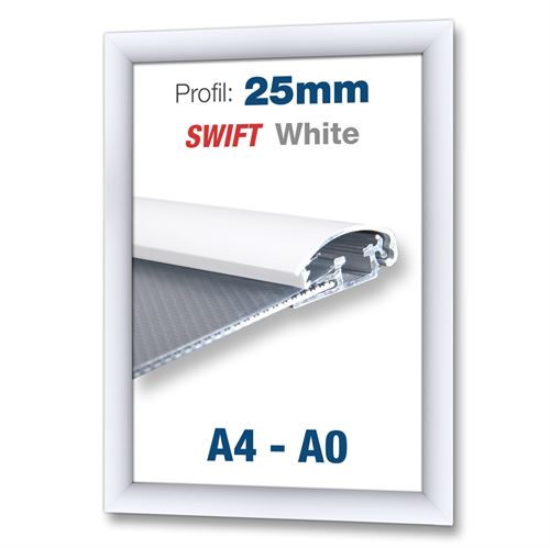 Hvide Swift klikrammer med 25mm profil