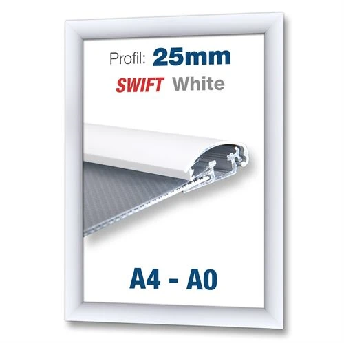 Hvid klikramme med 25 mm profil